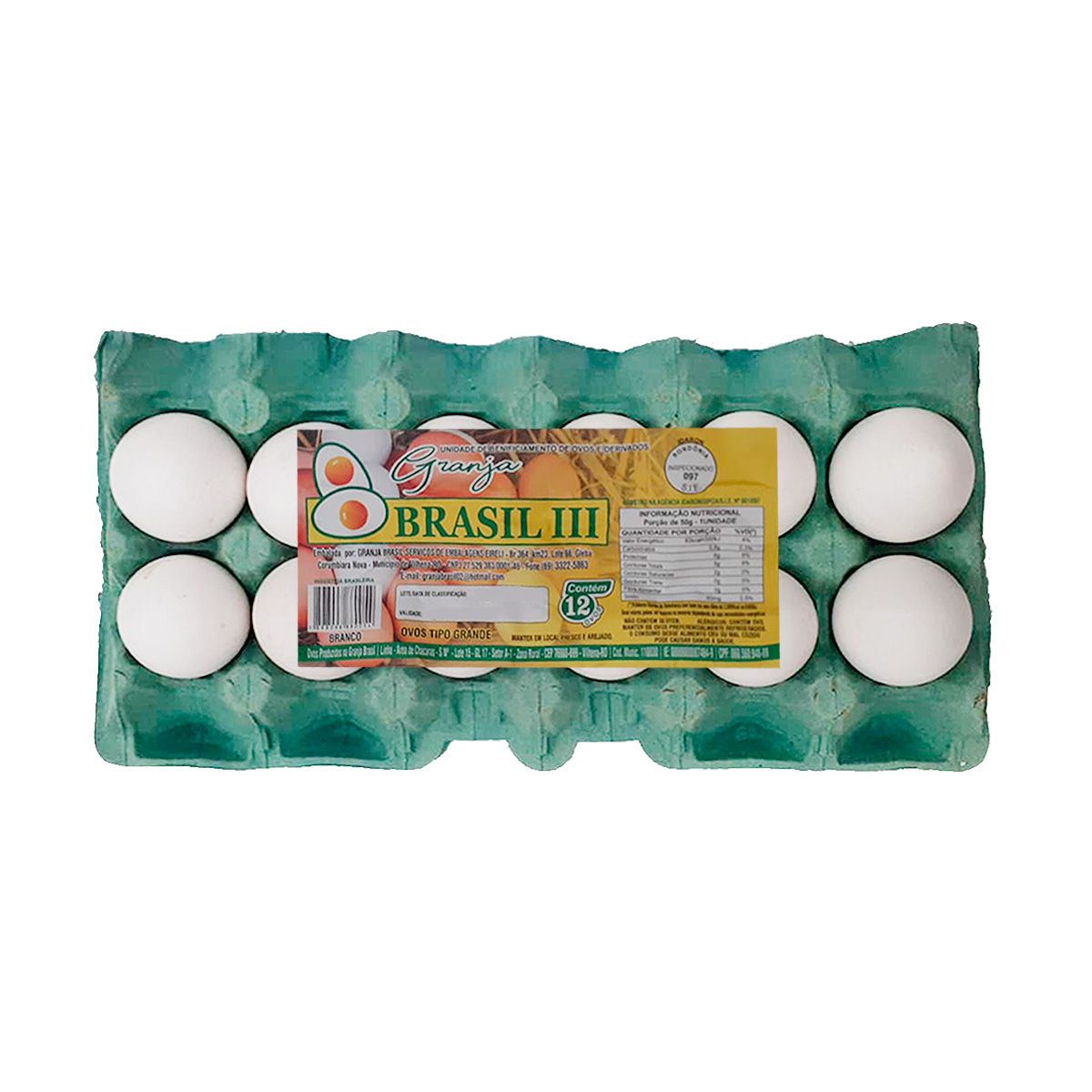 Ovos Branco Granja Brasil Cartela com 12 Unidades image number 0