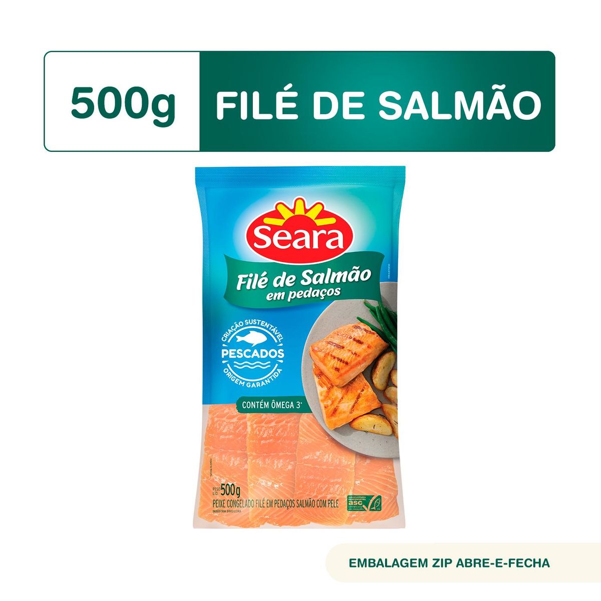Filé de Salmão Pedaço Seara Pescados 500g image number 1