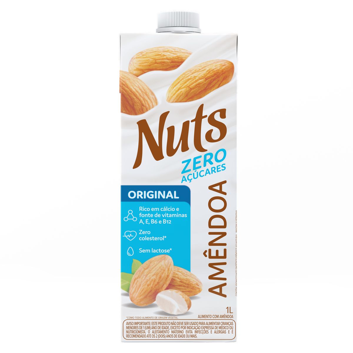 Alimento à Base de Amêndoa Original Zero Açúcar Nuts Caixa 1L