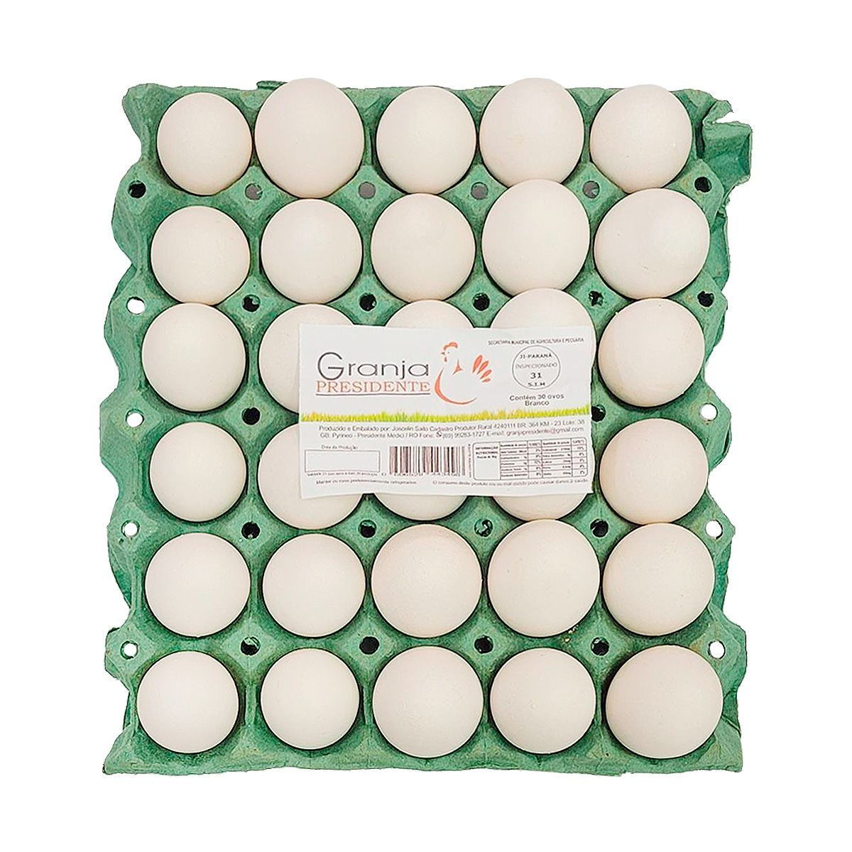 Ovos Branco Presidente Cartela com 30 Unidades image number 0