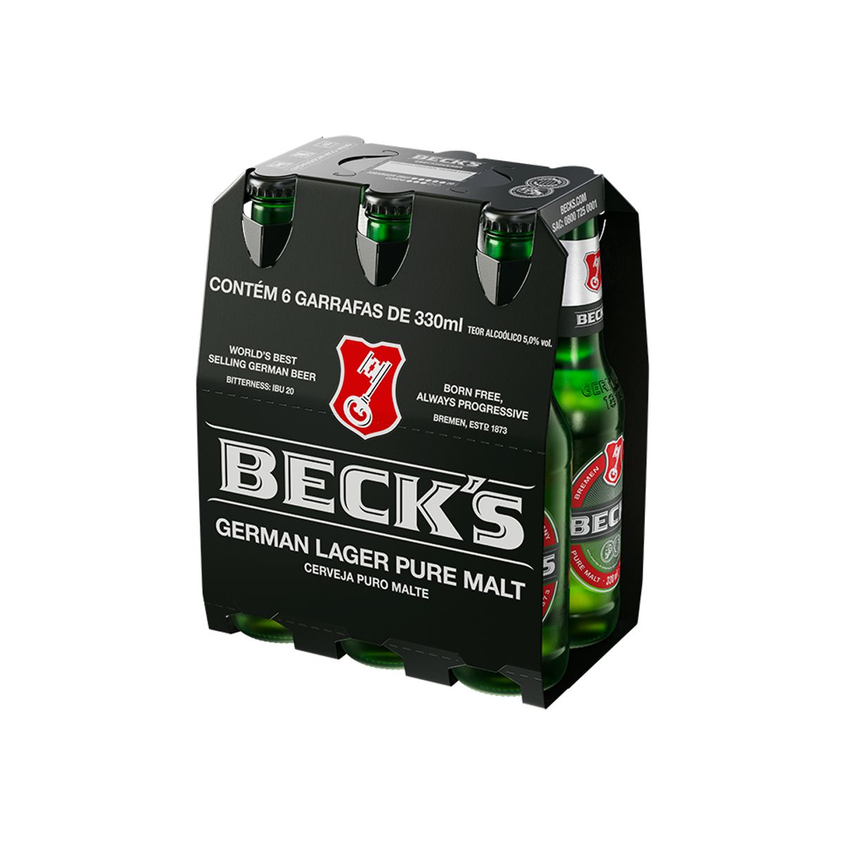 Cerveja Becks Puro Malte 330ml Long Neck (Pack com 6 und)