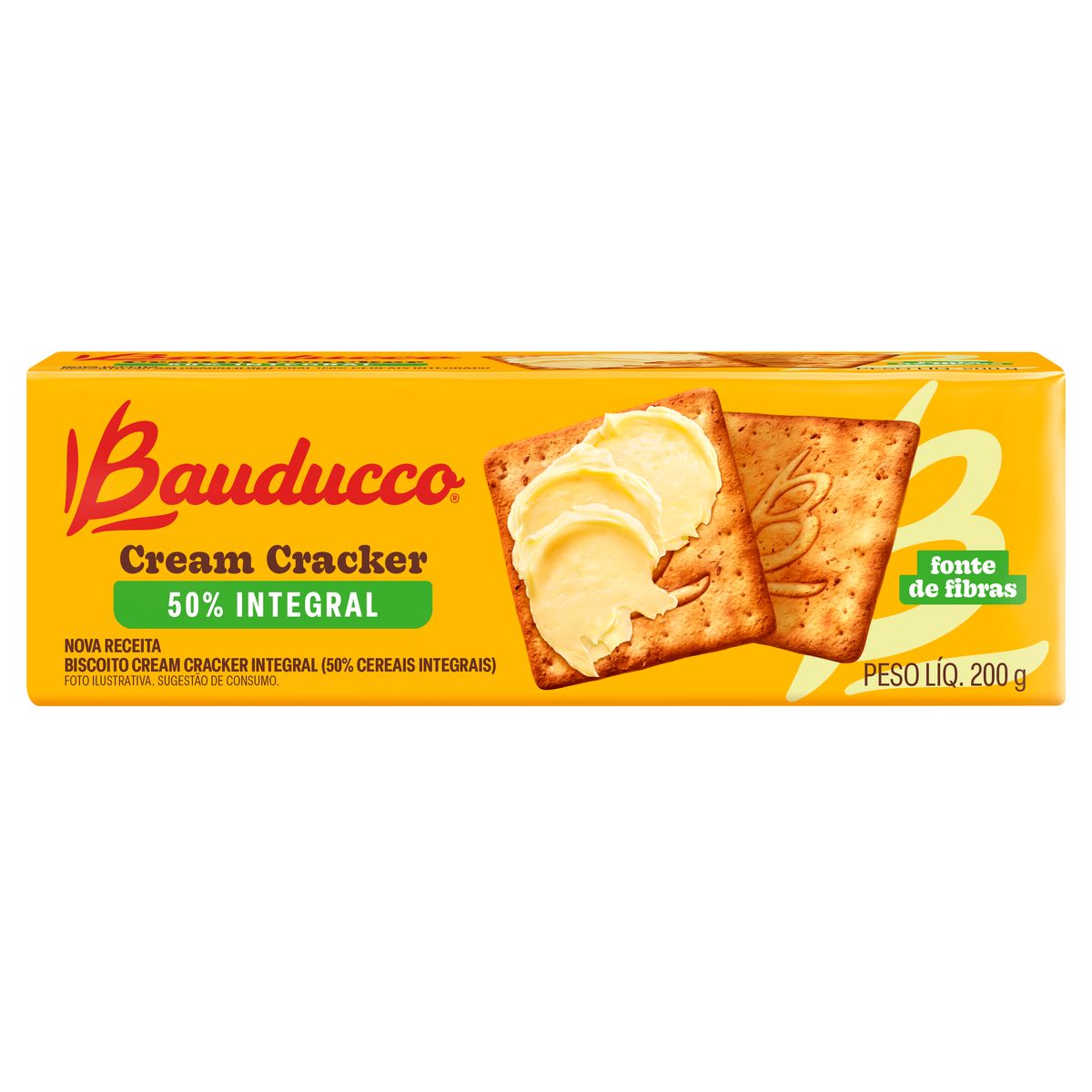 Biscoito Cream Cracker 50% Integral Bauducco Pacote 200g