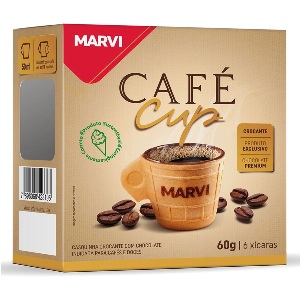 Comprar 6 Copo Comestível Copinho De Café 50ml Casquinha Cup Marvi - Gerô  Festas